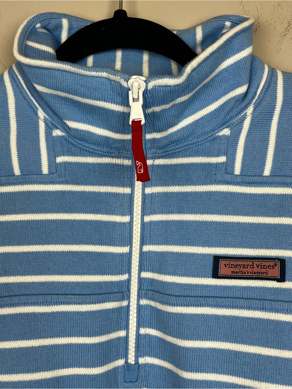 Vineyard Vines American Flag Blue White Striped Quarter Zip Women's Size Medium - Picture 11 of 11